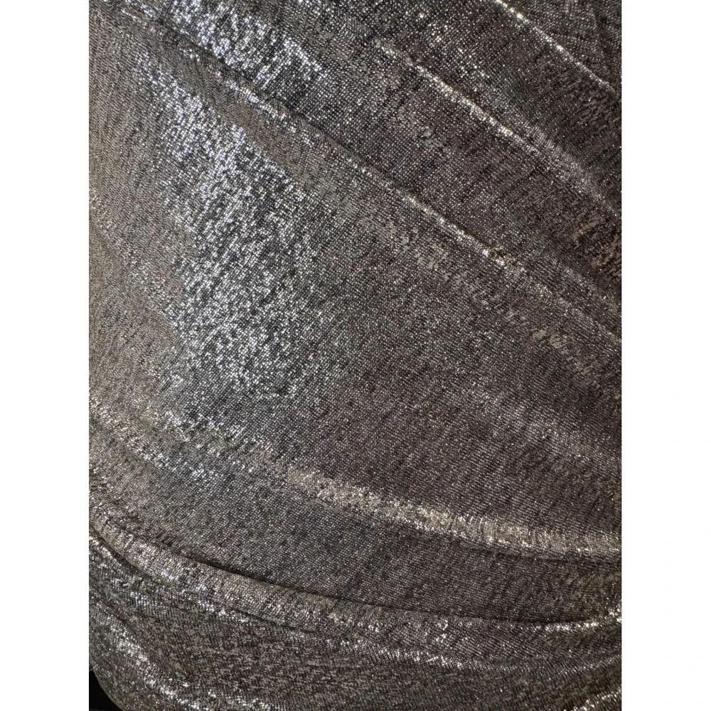 Lulus Metallic Ruched Mini Dress Womens M Gold Excellent Long Sleeve Party